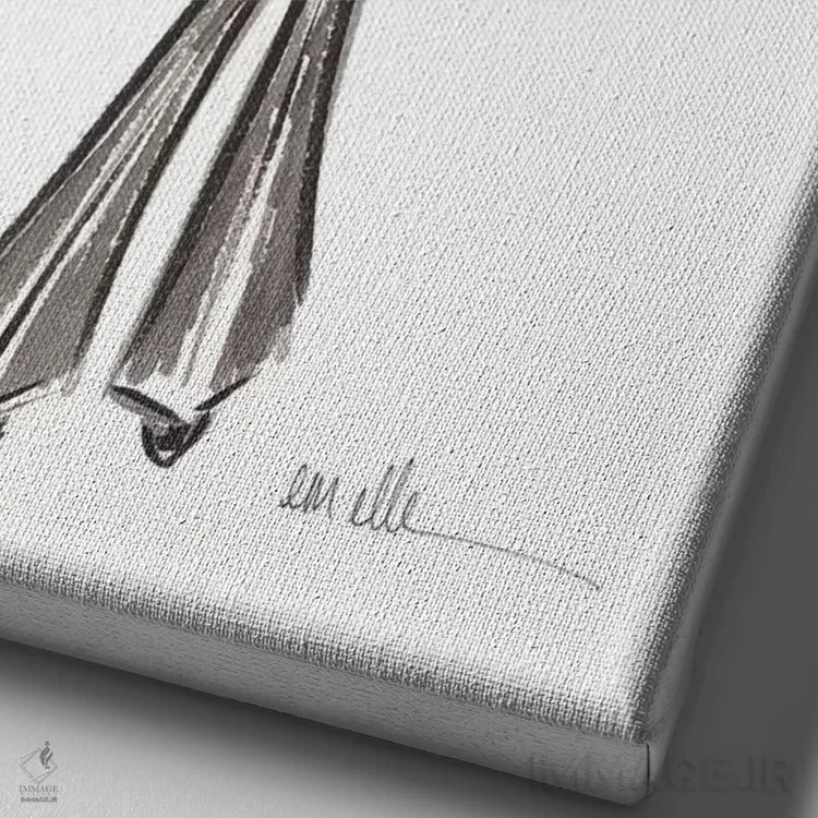 تابلو مینیمال با گام استوار اثر ام ال - نمای نزدیک بافت بوم