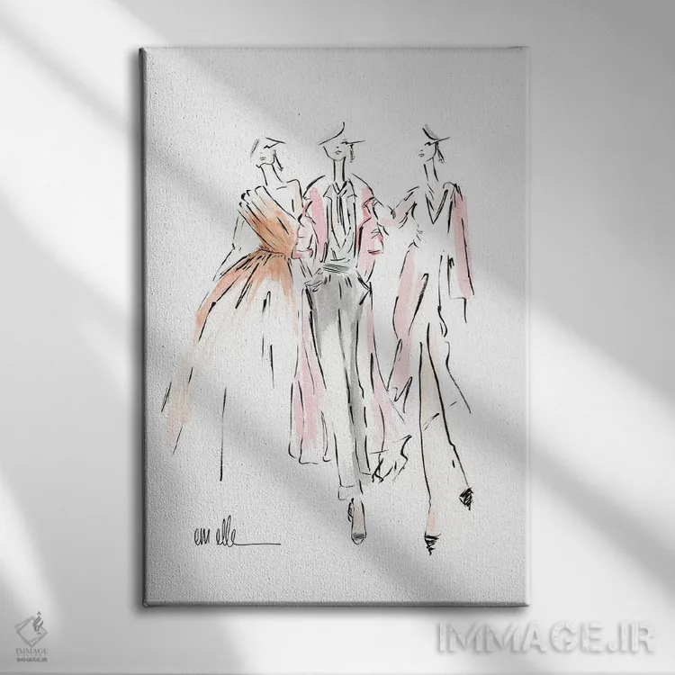 تابلو دکوراتیو گروه من اثر ام ال - نمای روبهرو روی دیوار