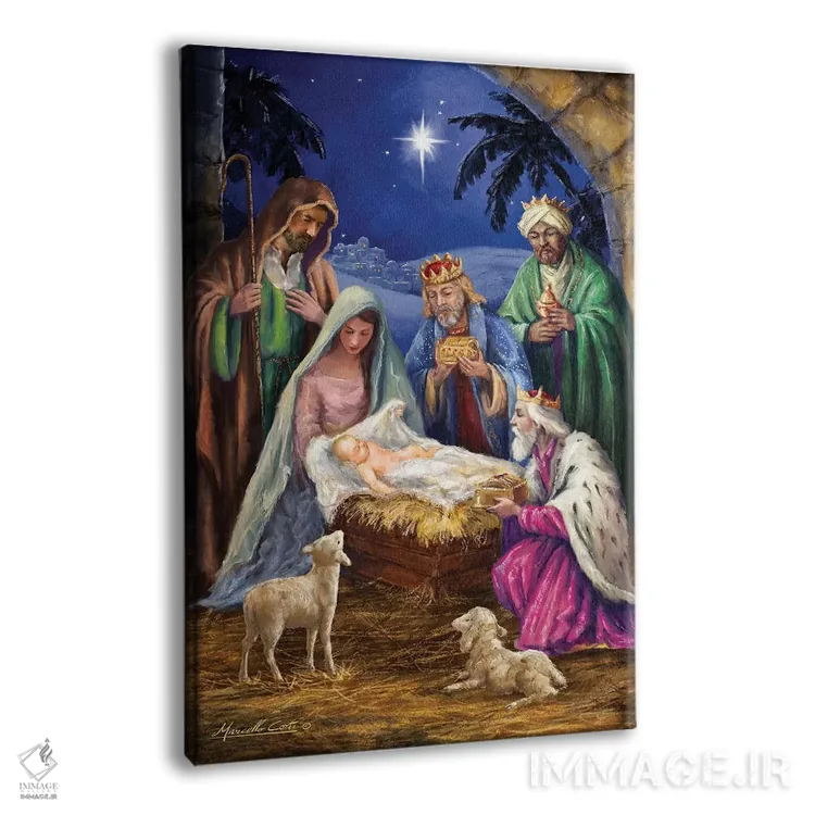 تابلو دکوراتیو خانواده مقدس با سه پادشاه اثر مارچلو کورتی - نمای پرسپکتیو محصول