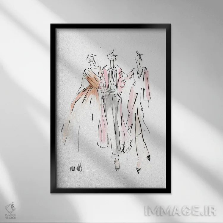 تابلو دکوراتیو گروه من اثر ام ال - نمای قابدار مشکی