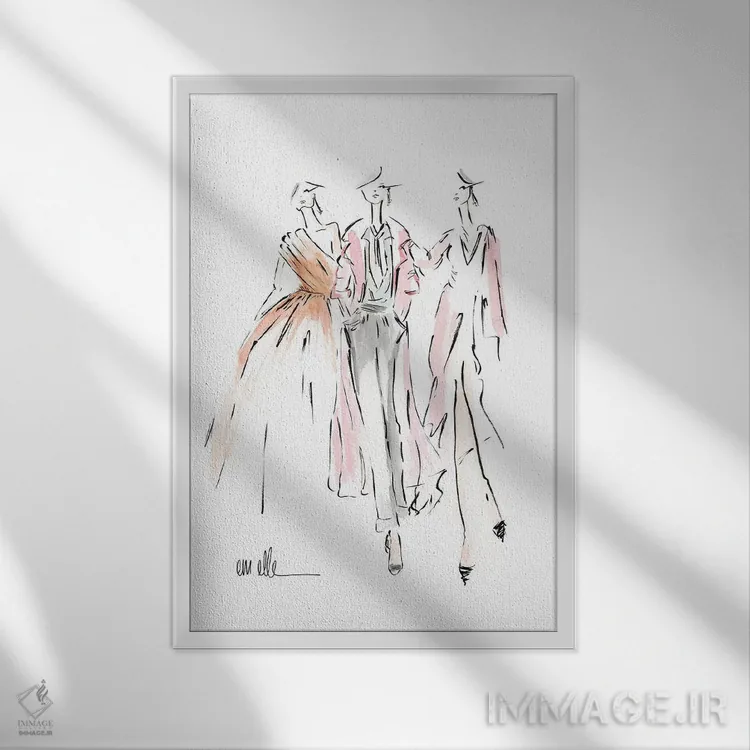 تابلو دکوراتیو گروه من اثر ام ال - نمای قابدار سفید