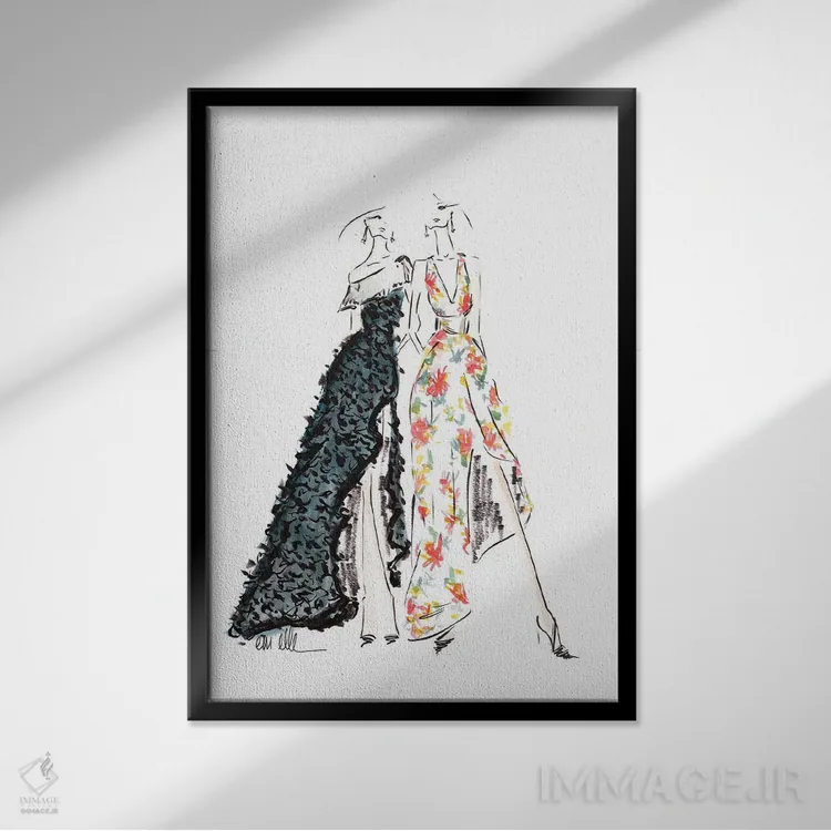 تابلو دکوراتیو شب ما اثر ام ال - نمای قابدار مشکی