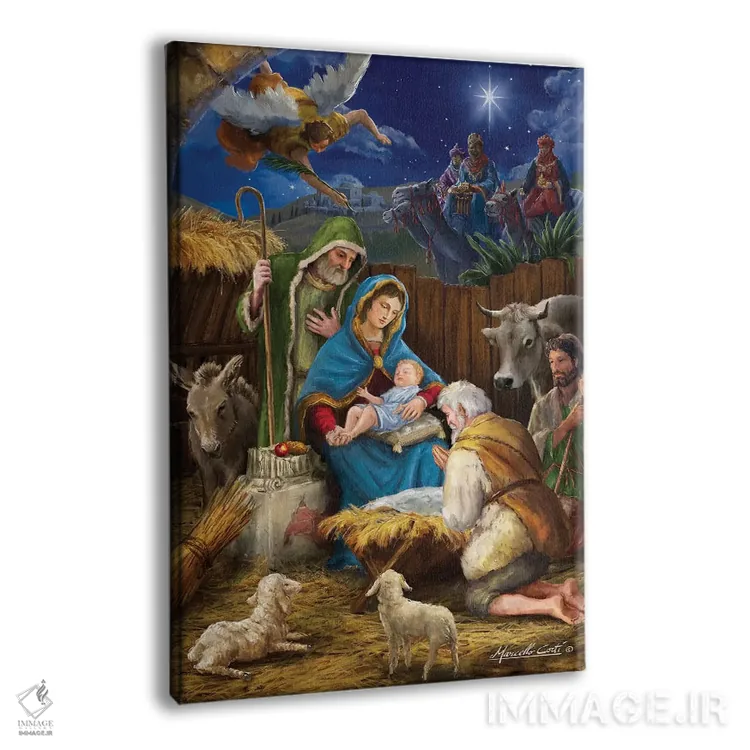 تابلو دکوراتیو مریم و چوپانان اثر مارچلو کورتی - نمای پرسپکتیو محصول