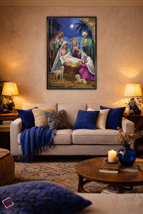 تابلو دکوراتیو خانواده مقدس با سه پادشاه اثر مارچلو کورتی - D4B