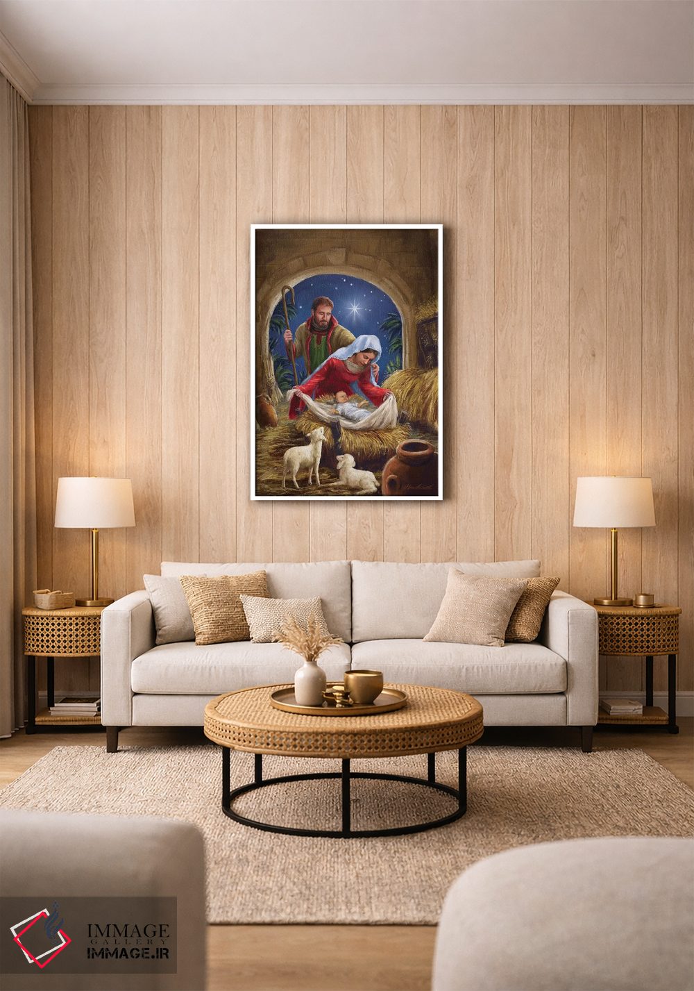 تابلو دکوراتیو خانواده مقدس با گوسفندان اثر مارچلو کورتی - D1W