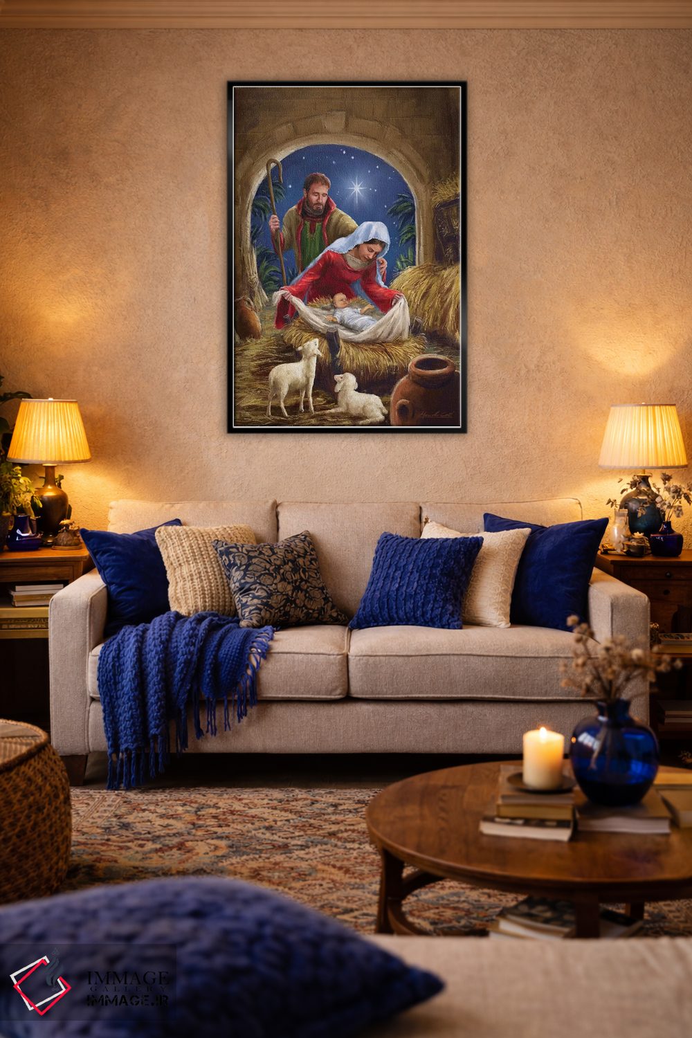 تابلو دکوراتیو خانواده مقدس با گوسفندان اثر مارچلو کورتی - D6B