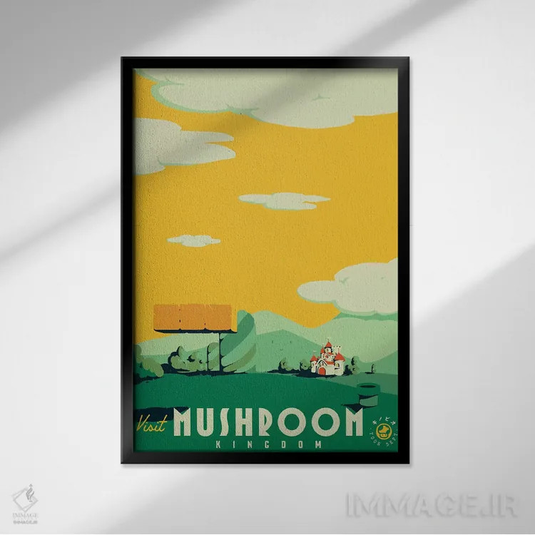 تابلو دکوراتیو "بازدید از قلمرو قارچ ها" اثر ماتیوله - نمای قابدار مشکی