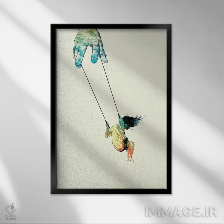 تابلو دکوراتیو "بالاتر تاب بده" اثر ماتیوله - نمای قابدار مشکی