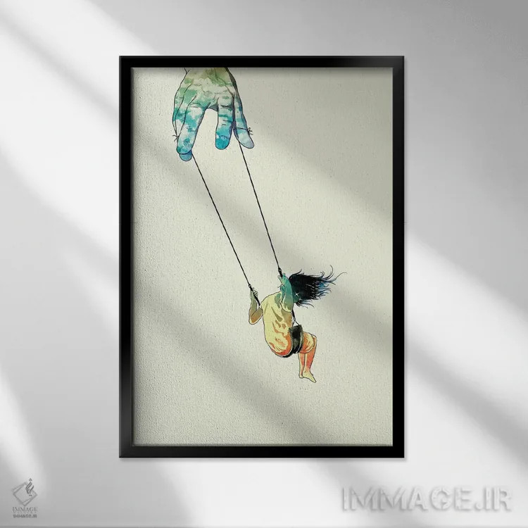 تابلو دکوراتیو "بالاتر تاب بده" اثر ماتیوله - نمای قابدار مشکی