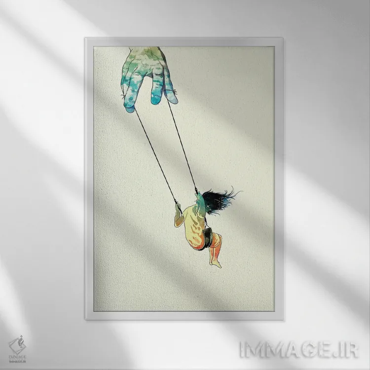 تابلو دکوراتیو "بالاتر تاب بده" اثر ماتیوله - نمای قابدار سفید