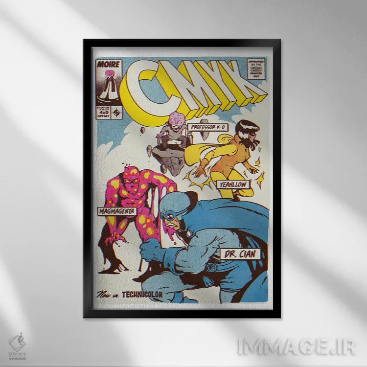 تابلو دکوراتیو "قهرمانان CMYK" اثر ماتیوله - نمای قابدار مشکی