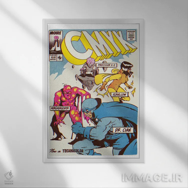تابلو دکوراتیو "قهرمانان CMYK" اثر ماتیوله - نمای قابدار سفید
