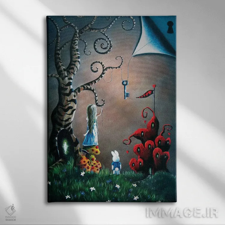 تابلو دکوراتیو کلید سرزمین عجایب اثر سالن هنری مون لایت - نمای روبهرو روی دیوار