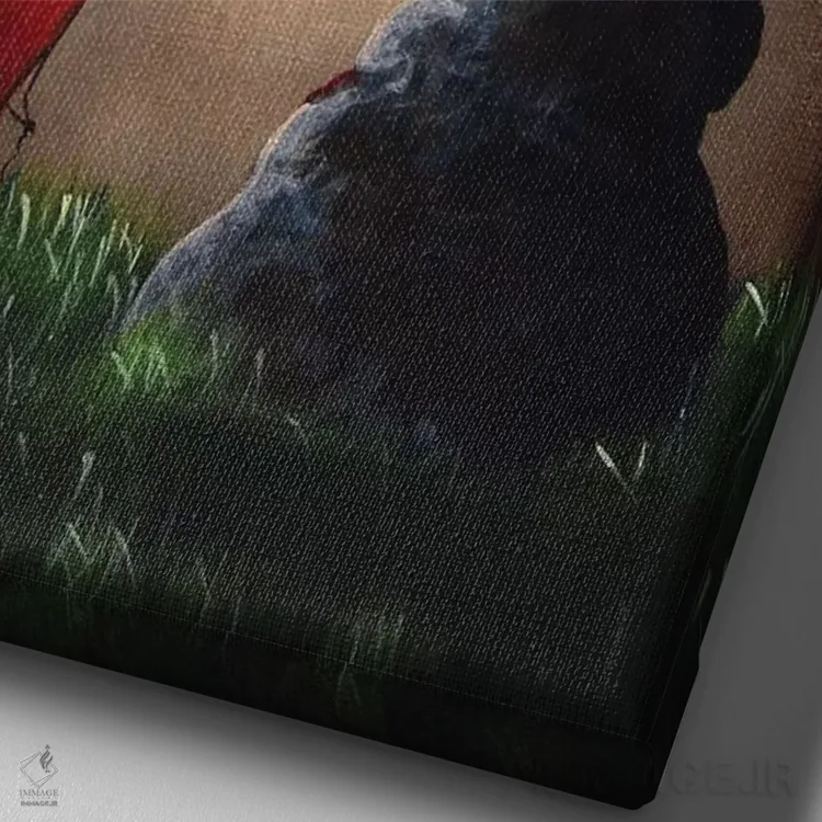 تابلو دکوراتیو عشق بازیگوش است اثر سالن هنری مون لایت - نمای نزدیک بافت بوم