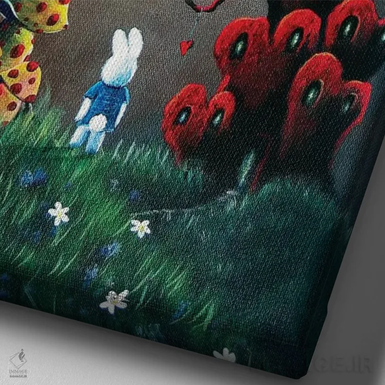 تابلو دکوراتیو کلید سرزمین عجایب اثر سالن هنری مون لایت - نمای نزدیک بافت بوم