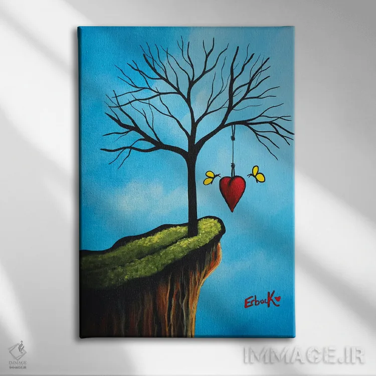 تابلو دکوراتیو آغازهای نو با عشق شروع می شوند اثر سالن هنری مون لایت - نمای روبهرو روی دیوار