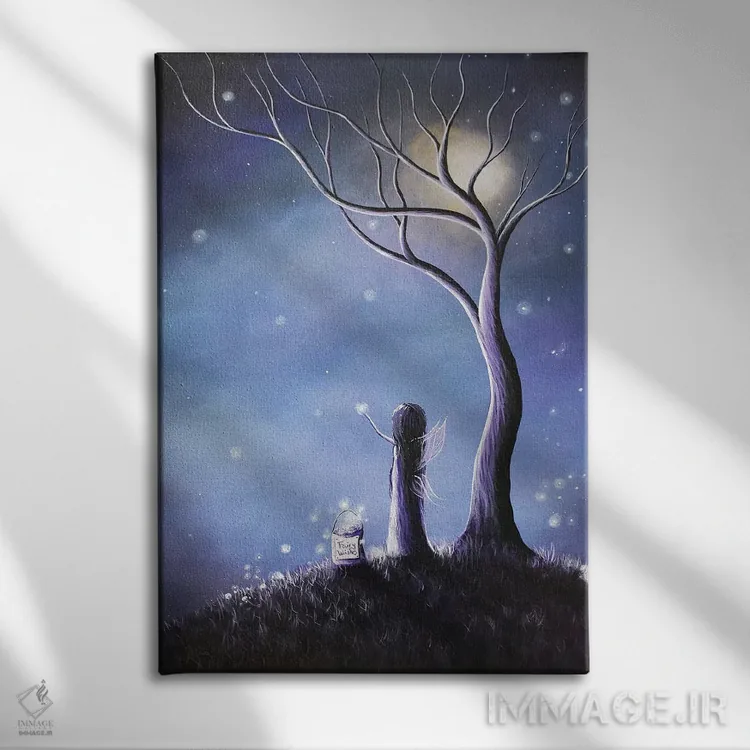تابلو دکوراتیو شب پری ها اثر سالن هنری مون لایت - نمای روبهرو روی دیوار