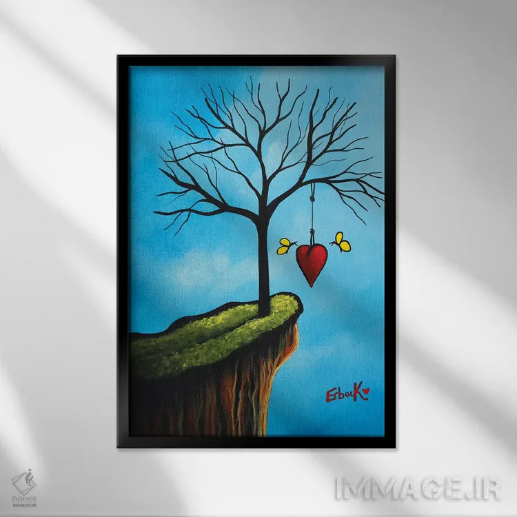 تابلو دکوراتیو آغازهای نو با عشق شروع می شوند اثر سالن هنری مون لایت - نمای قابدار مشکی