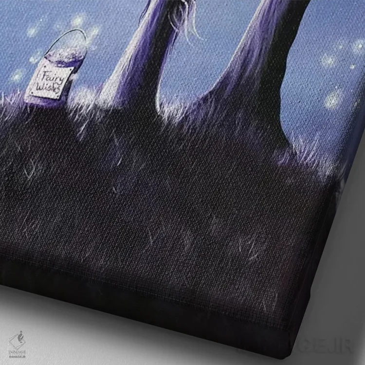 تابلو دکوراتیو شب پری ها اثر سالن هنری مون لایت - نمای نزدیک بافت بوم