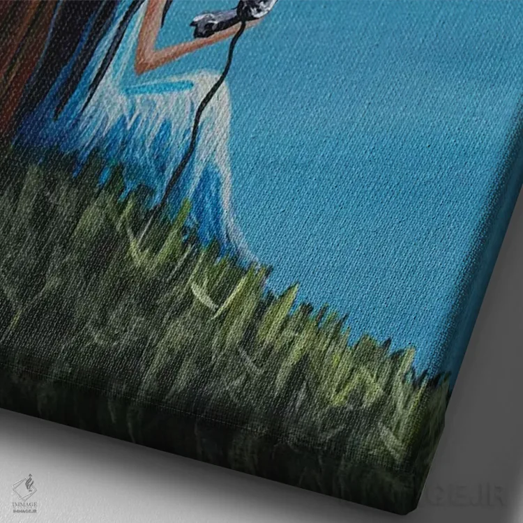 تابلو دکوراتیو اینجا آن قدرها هم جای تنهایی نیست اثر سالن هنری مون لایت - نمای نزدیک بافت بوم