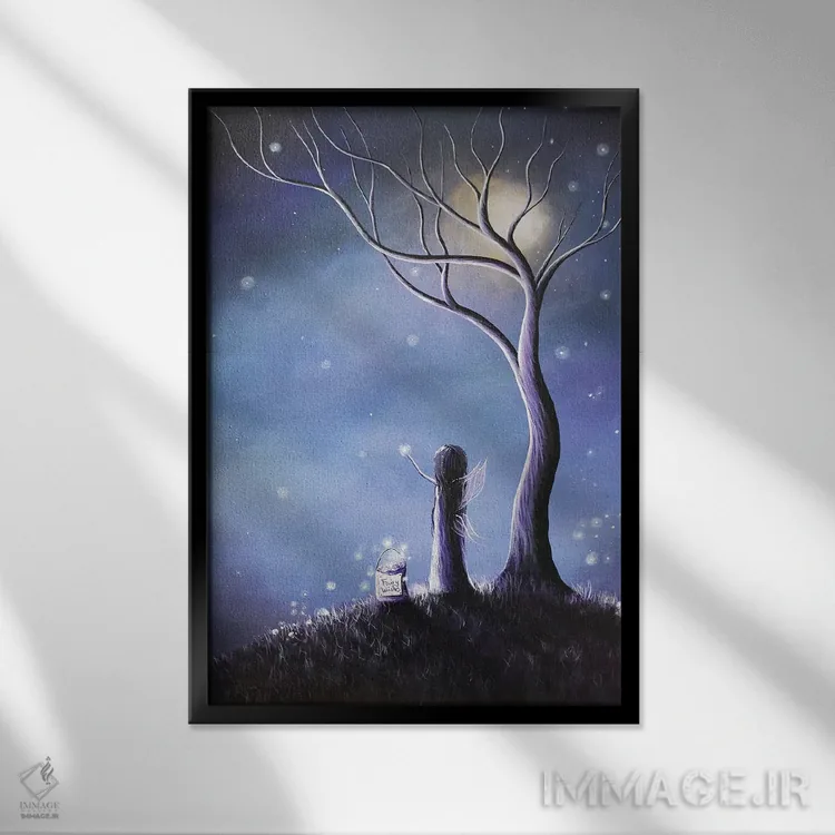 تابلو دکوراتیو شب پری ها اثر سالن هنری مون لایت - نمای قابدار مشکی