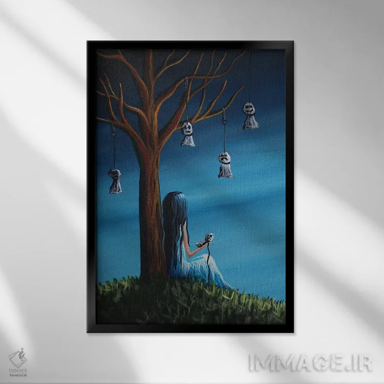 تابلو دکوراتیو اینجا آن قدرها هم جای تنهایی نیست اثر سالن هنری مون لایت - نمای قابدار مشکی