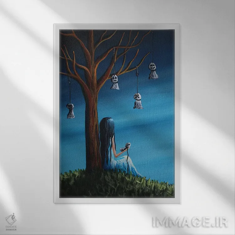 تابلو دکوراتیو اینجا آن قدرها هم جای تنهایی نیست اثر سالن هنری مون لایت - نمای قابدار سفید