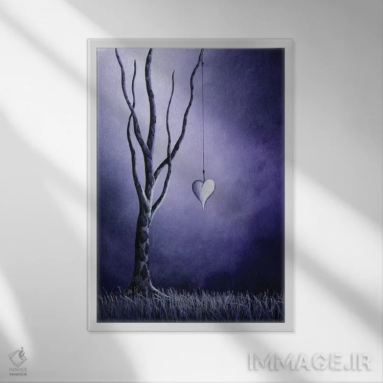 تابلو دکوراتیو عشق بنفش اثر سالن هنری مون لایت - نمای قابدار سفید