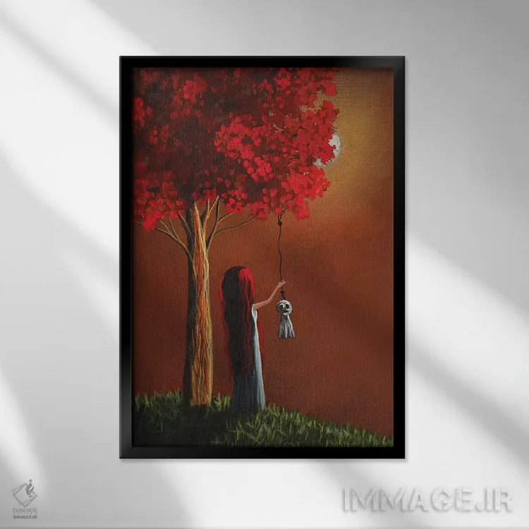 تابلو دکوراتیو حالا او تنها نخواهد بود ۳ اثر سالن هنری مون لایت - نمای قابدار مشکی