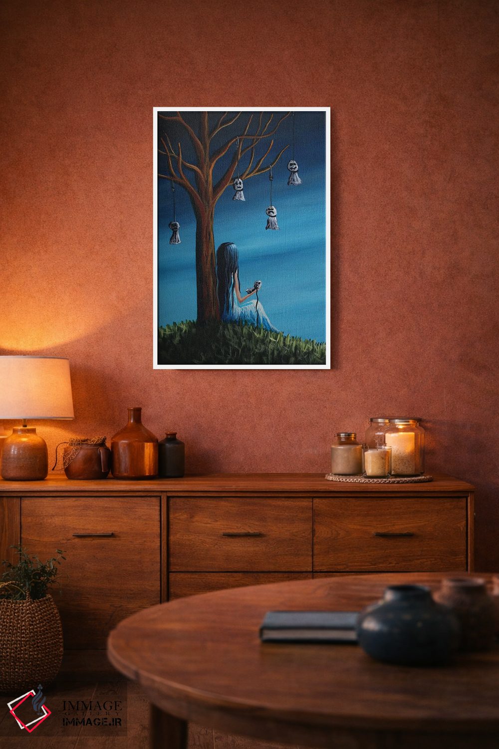 تابلو دکوراتیو اینجا آن قدرها هم جای تنهایی نیست اثر سالن هنری مون لایت - D3W