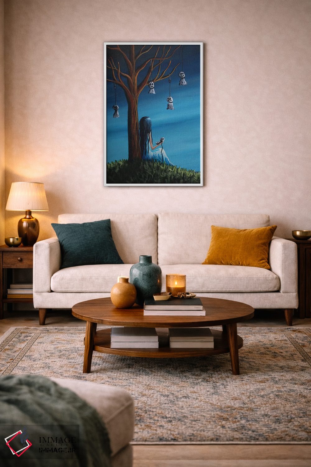 تابلو دکوراتیو اینجا آن قدرها هم جای تنهایی نیست اثر سالن هنری مون لایت - D2W