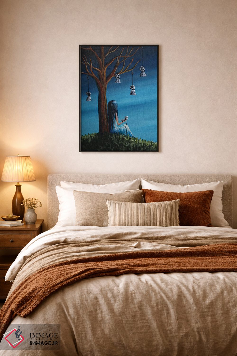 تابلو دکوراتیو اینجا آن قدرها هم جای تنهایی نیست اثر سالن هنری مون لایت - D6B