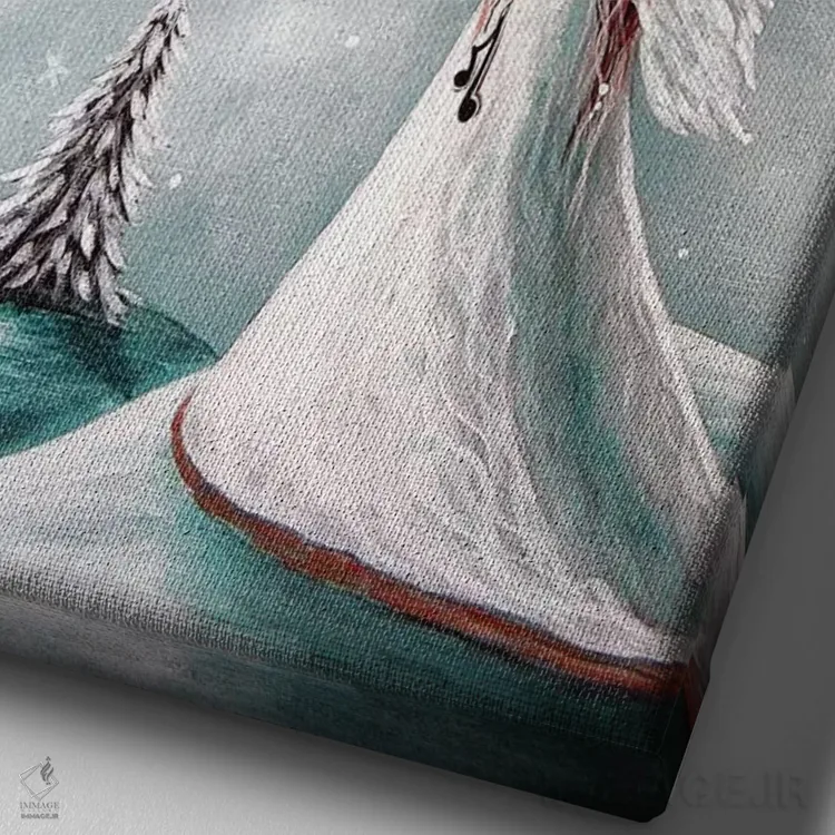 تابلو دکوراتیو ستاره کریسمس اثر سالن هنری مون لایت - نمای نزدیک بافت بوم