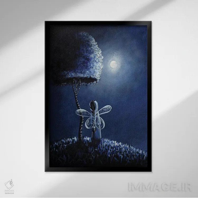 تابلو دکوراتیو پری توپاز اثر سالن هنری مون لایت - نمای قابدار مشکی