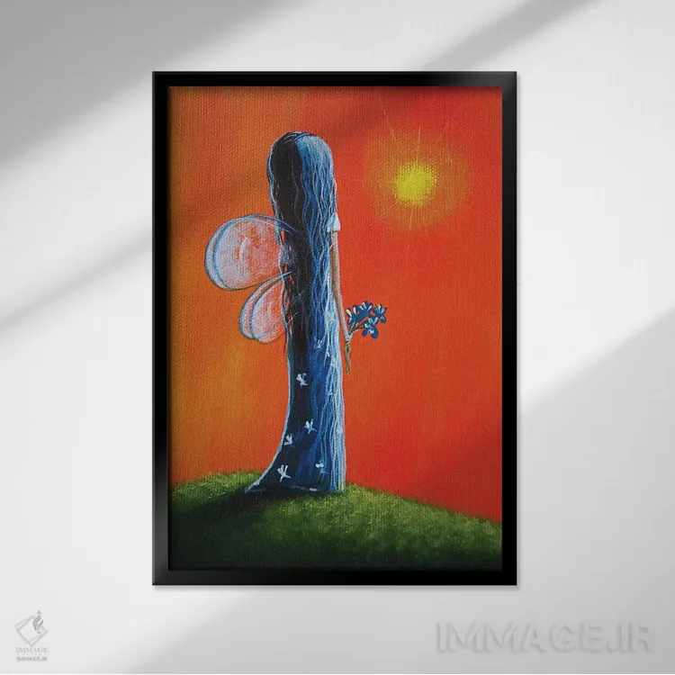 تابلو دکوراتیو پری تابستانی اثر سالن هنری مون لایت - نمای قابدار مشکی