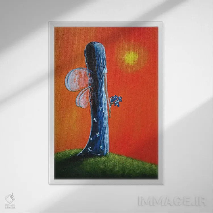 تابلو دکوراتیو پری تابستانی اثر سالن هنری مون لایت - نمای قابدار سفید