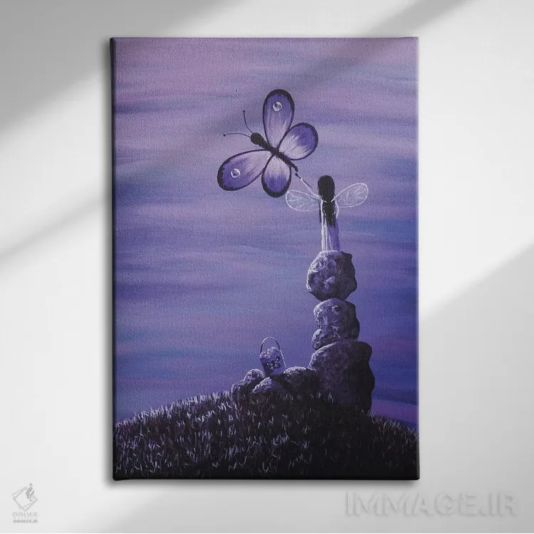 تابلو دکوراتیو پری آمیتیست اثر سالن هنری مون لایت - نمای روبهرو روی دیوار