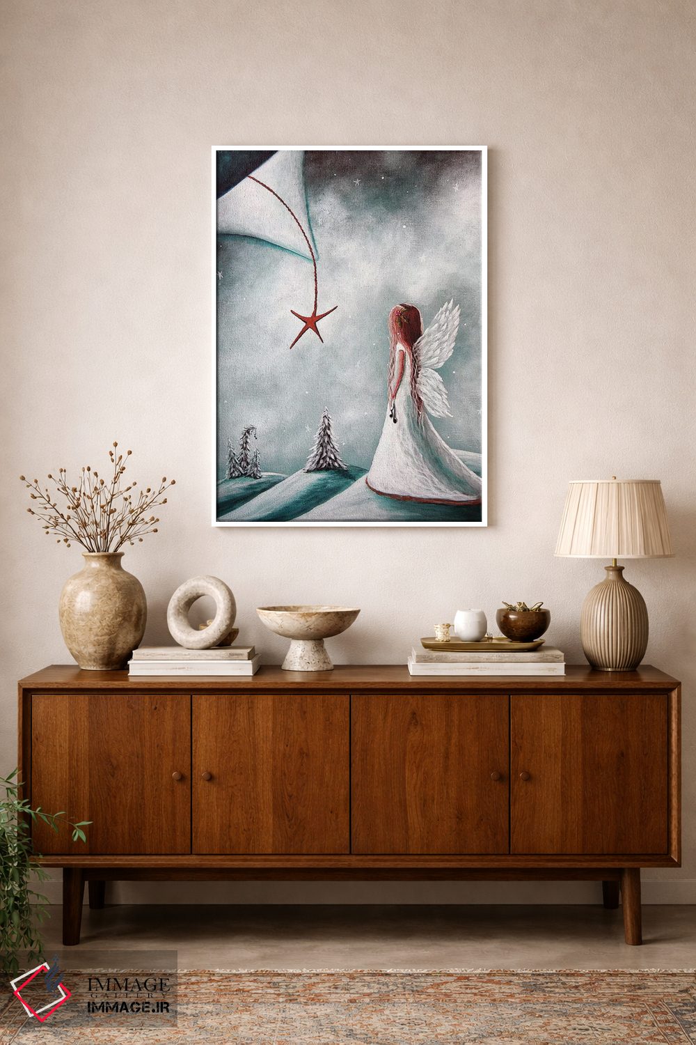 تابلو دکوراتیو ستاره کریسمس اثر سالن هنری مون لایت - D1W