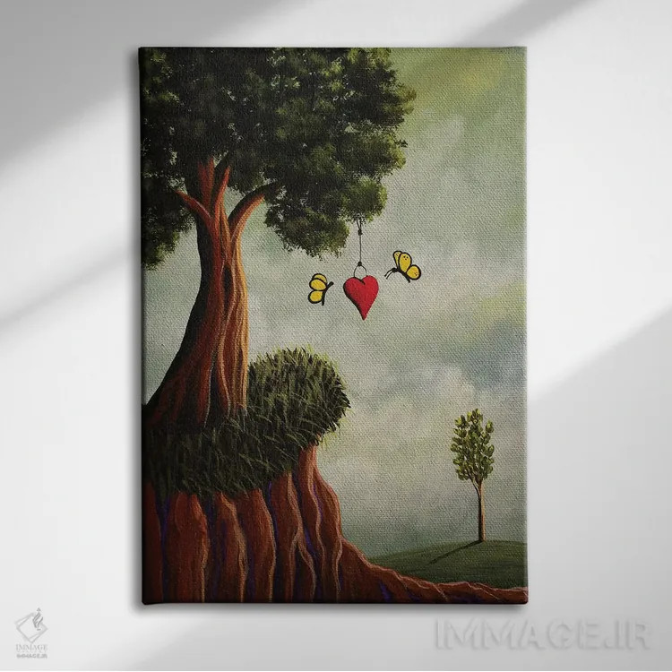 تابلو دکوراتیو و آنها تا ابد خوشبخت زندگی کردند اثر سالن هنری مون لایت - نمای روبهرو روی دیوار