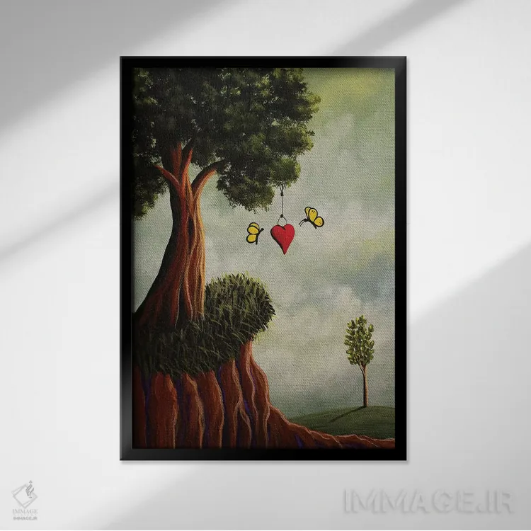 تابلو دکوراتیو و آنها تا ابد خوشبخت زندگی کردند اثر سالن هنری مون لایت - نمای قابدار مشکی