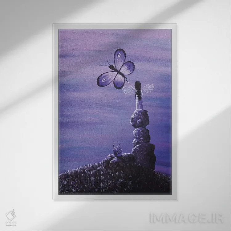 تابلو دکوراتیو پری آمیتیست اثر سالن هنری مون لایت - نمای قابدار سفید