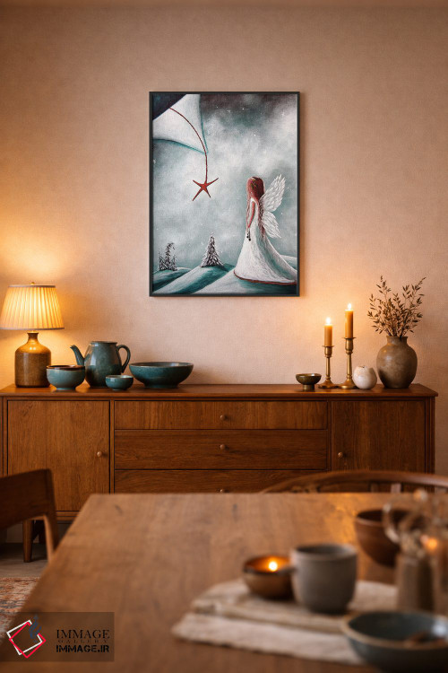 تابلو دکوراتیو ستاره کریسمس اثر سالن هنری مون لایت - D6B