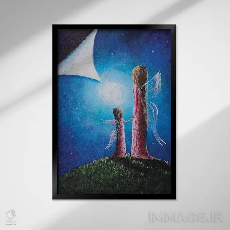 تابلو دکوراتیو فرزند پری اثر سالن هنری مون لایت - نمای قابدار مشکی