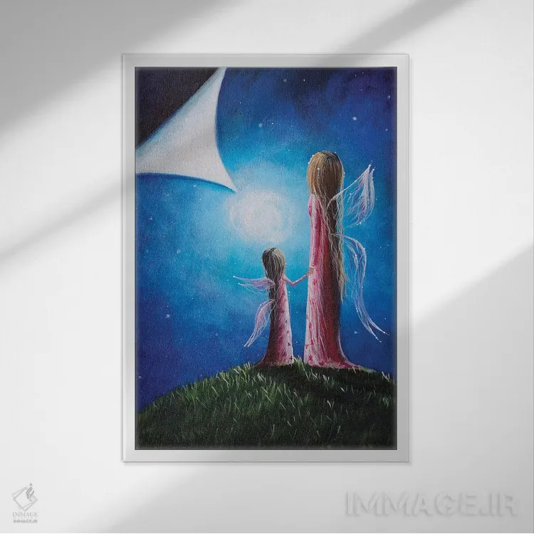 تابلو دکوراتیو فرزند پری اثر سالن هنری مون لایت - نمای قابدار سفید
