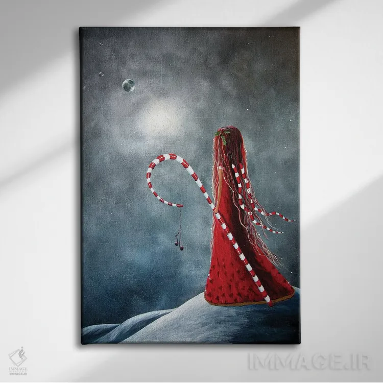 تابلو دکوراتیو پری آب نبات چوبی اثر سالن هنری مون لایت - نمای روبهرو روی دیوار