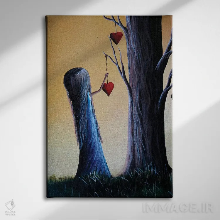 تابلو دکوراتیو درخت کیوبید اثر سالن هنری مون لایت - نمای روبهرو روی دیوار