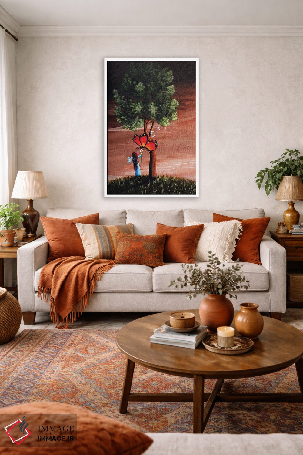 تابلو دکوراتیو پروانه ها بهترین دوست پری ها هستند اثر سالن هنری مون لایت - D1W