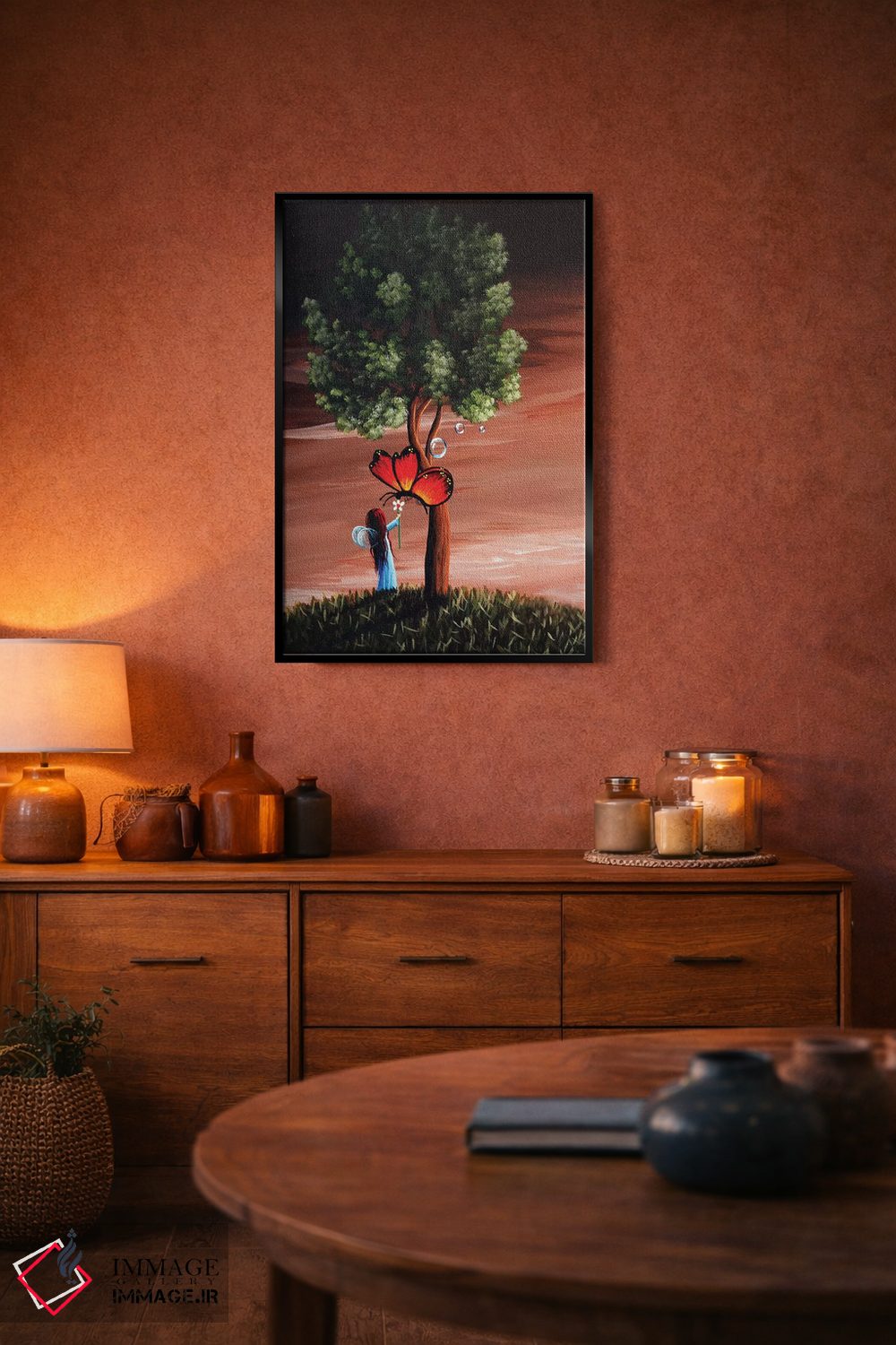 تابلو دکوراتیو پروانه ها بهترین دوست پری ها هستند اثر سالن هنری مون لایت - D5B