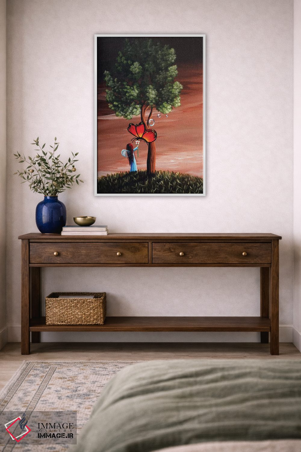 تابلو دکوراتیو پروانه ها بهترین دوست پری ها هستند اثر سالن هنری مون لایت - D3W