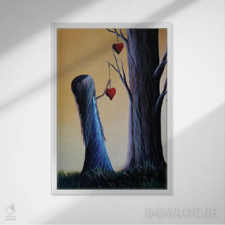 تابلو دکوراتیو درخت کیوبید اثر سالن هنری مون لایت - نمای قابدار سفید